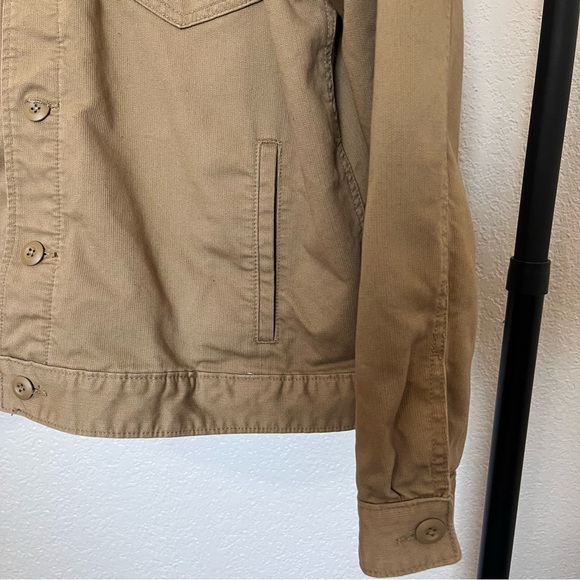 American Eagle Corduroy Cotton Lined Inside Trucker Jacket Khaki Men’s - Picture 3 of 11